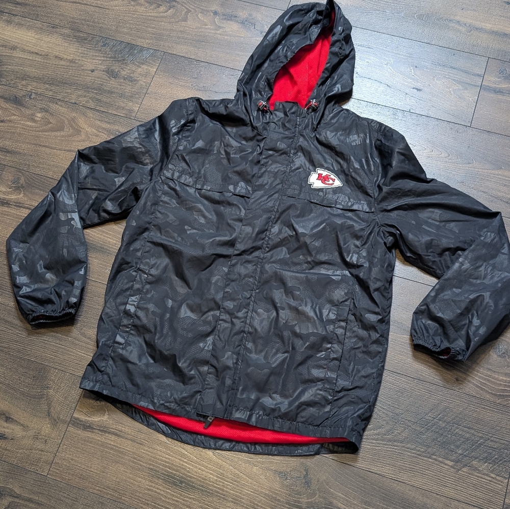 NFL Black Camo CHIEFS Football Windbreaker Jacket‎ Size Medium